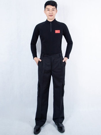 Vīriešu latīņu deju kostīms ar garām piedurknēm, drukāts raksts, poliesteris 50%