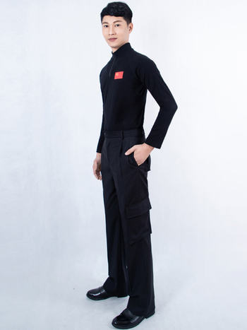 Vīriešu latīņu deju kostīms ar garām piedurknēm, drukāts raksts, poliesteris 50%