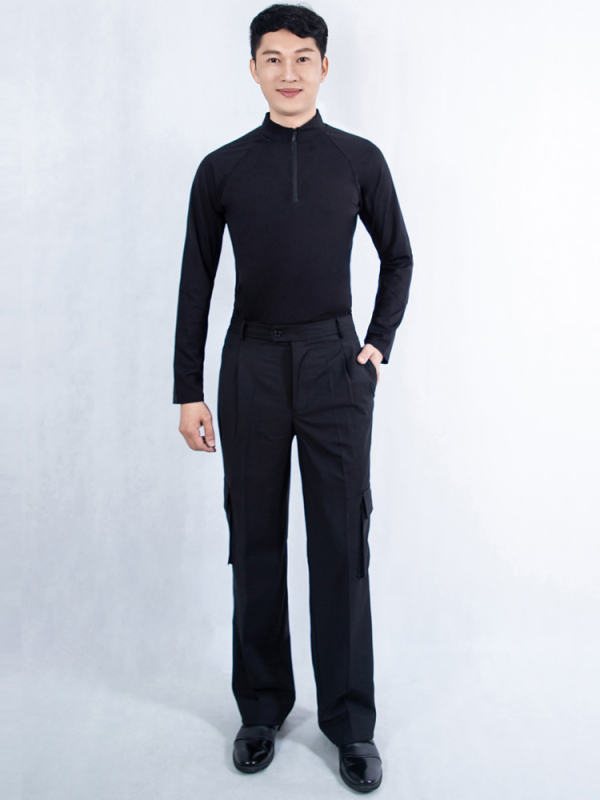 Vīriešu latīņu deju kostīms ar garām piedurknēm, drukāts raksts, poliesteris 50%