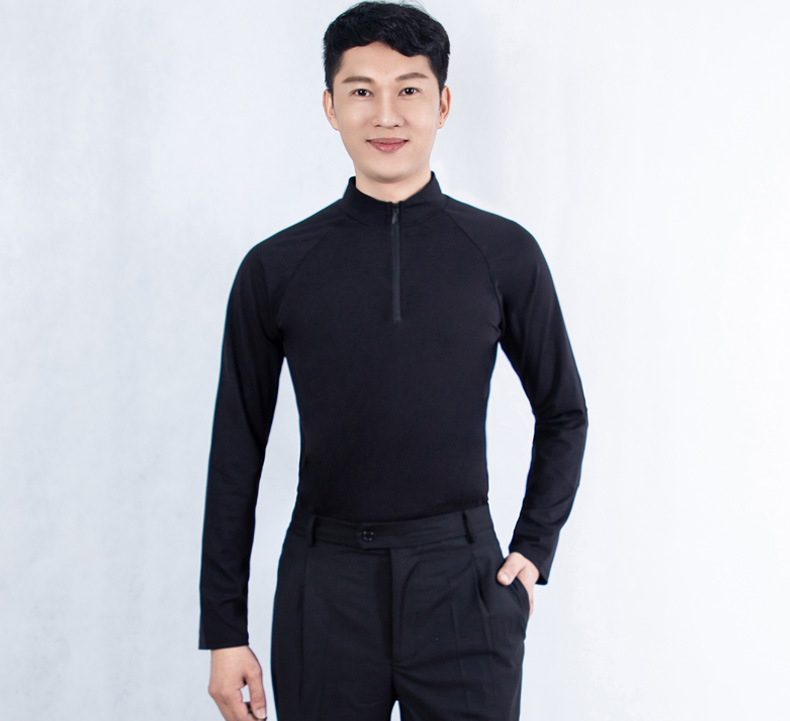 Vīriešu latīņu deju kostīms ar garām piedurknēm, drukāts raksts, poliesteris 50%