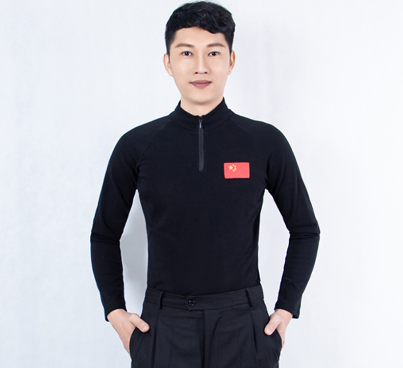 Vīriešu latīņu deju kostīms ar garām piedurknēm, drukāts raksts, poliesteris 50%