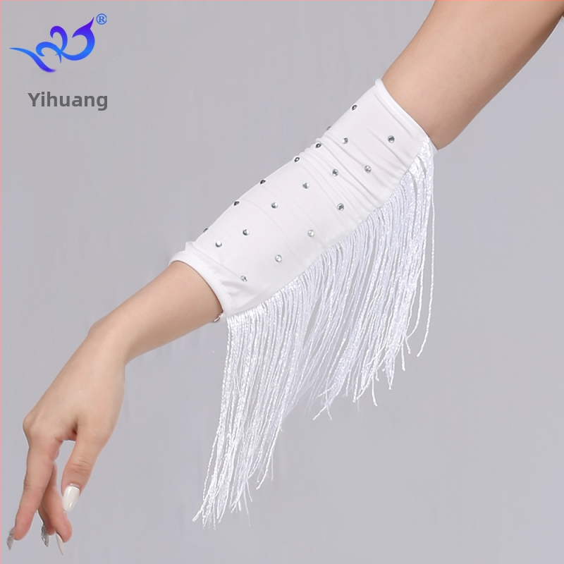 Latīņu deju cimdi ar rhinestones un knaibām, sieviešu uzstāšanās kostīms, materiāls milk silk ar 95%+ poliestera un spandeksa maisījumu, zīmols Yihuang, vasara 2025