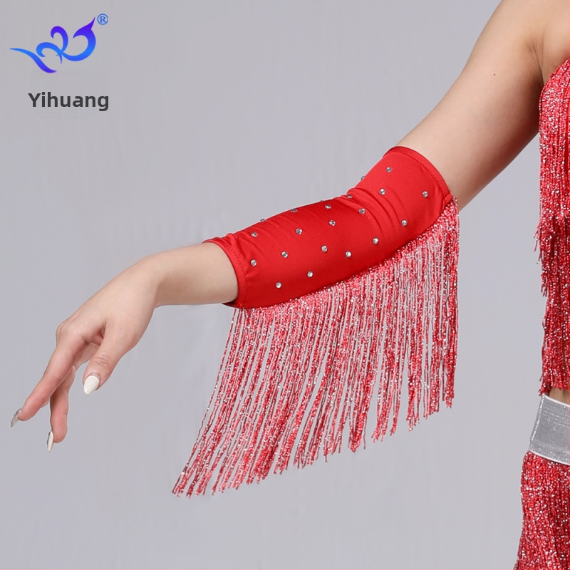Latīņu deju cimdi ar rhinestones un knaibām, sieviešu uzstāšanās kostīms, materiāls milk silk ar 95%+ poliestera un spandeksa maisījumu, zīmols Yihuang, vasara 2025