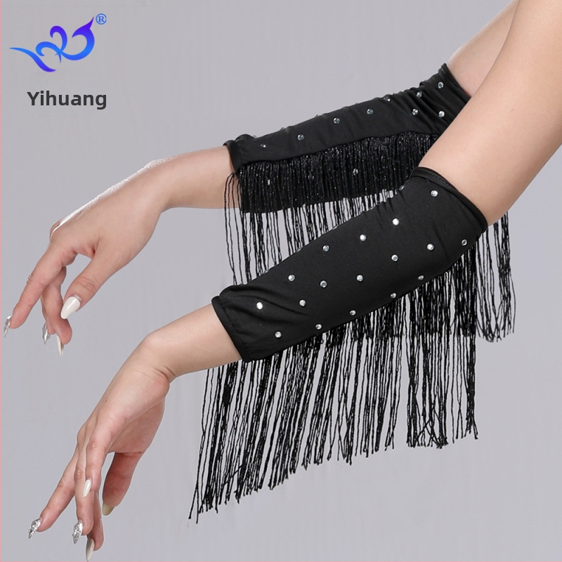 Latīņu deju cimdi ar rhinestones un knaibām, sieviešu uzstāšanās kostīms, materiāls milk silk ar 95%+ poliestera un spandeksa maisījumu, zīmols Yihuang, vasara 2025