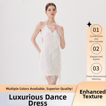 Elegantne Latīņu deju treeningkomplekt naistele — õmmeldud seelikuga komplekt, materjal: polüester (>95%), triacetaat (>95%), suvi 2025