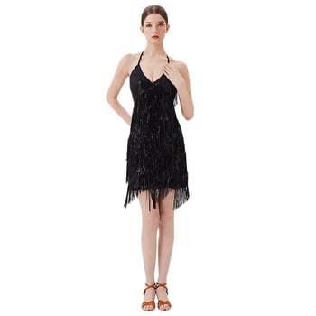 Elegantne Latīņu deju treeningkomplekt naistele — õmmeldud seelikuga komplekt, materjal: polüester (>95%), triacetaat (>95%), suvi 2025