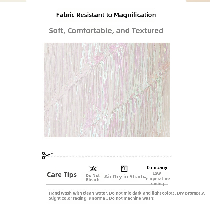 Elegantný latinský tanečný tréningový set pre ženy — elegantný komplet so sukňou s strapcami a vyšívaným dizajnom, materiál: polyester (>95%), triacetát (>95%), leto 2025