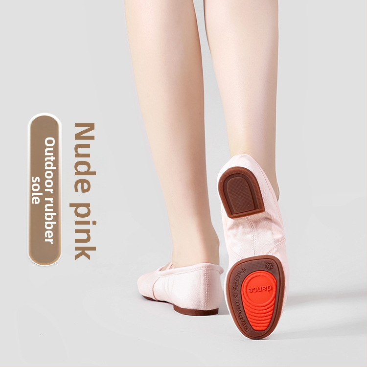 Pantofi de dans pentru femei adulte, fără șireturi, talpă moale, partea superioară din pânză, talpă din cauciuc, respirabili.