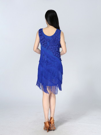 Latīņu deju kleita pieaugušām sievietēm, viendabīgs models, elastīgs tīkla audums, poliestera odere