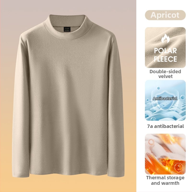 Muška antibakterijska termo majica s visokim ovratnikom, flis podstava, dugi rukav, uski kroj, za jesen i zimu