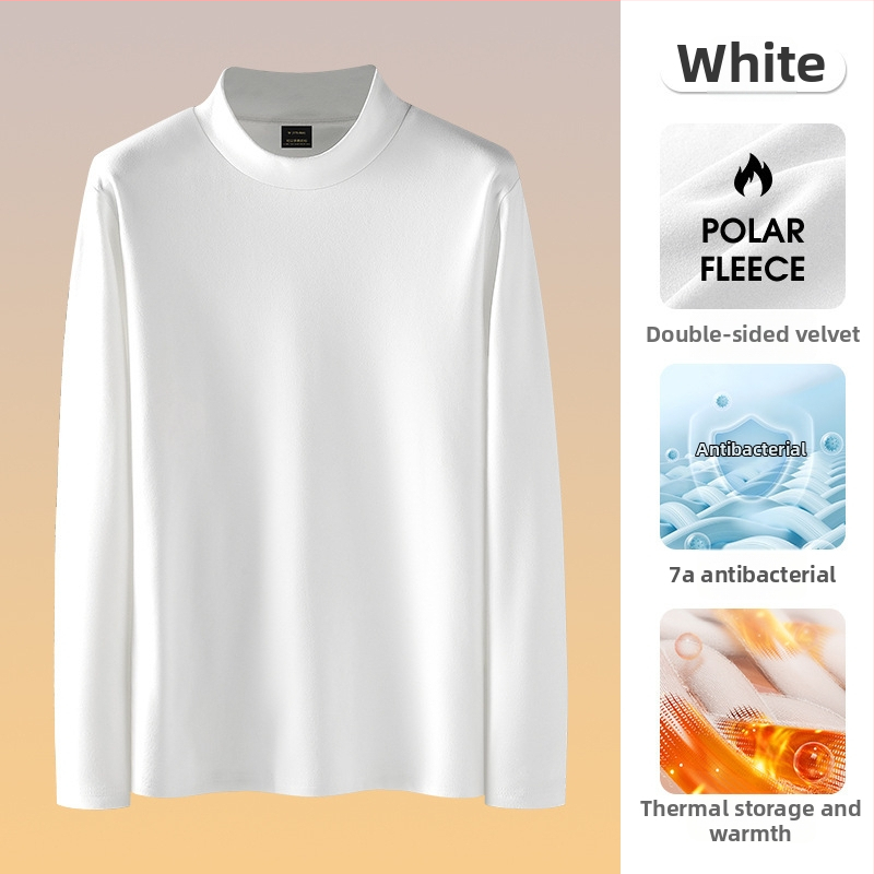Muška antibakterijska termo majica s visokim ovratnikom, flis podstava, dugi rukav, uski kroj, za jesen i zimu