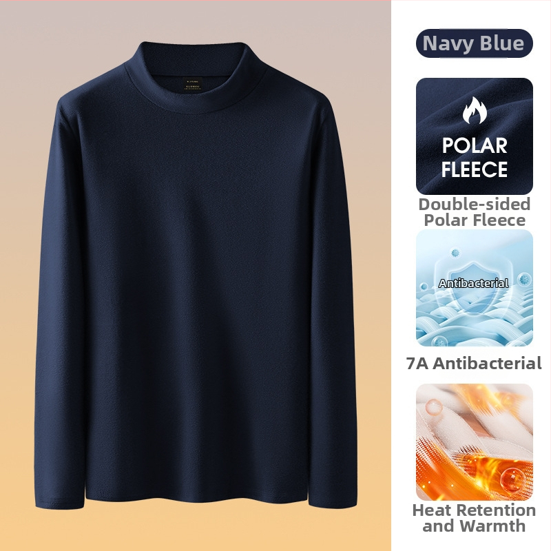 Muška antibakterijska termo majica s visokim ovratnikom, flis podstava, dugi rukav, uski kroj, za jesen i zimu