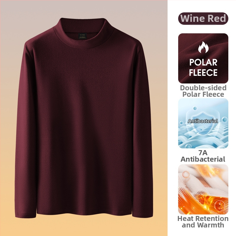 Muška antibakterijska termo majica s visokim ovratnikom, flis podstava, dugi rukav, uski kroj, za jesen i zimu