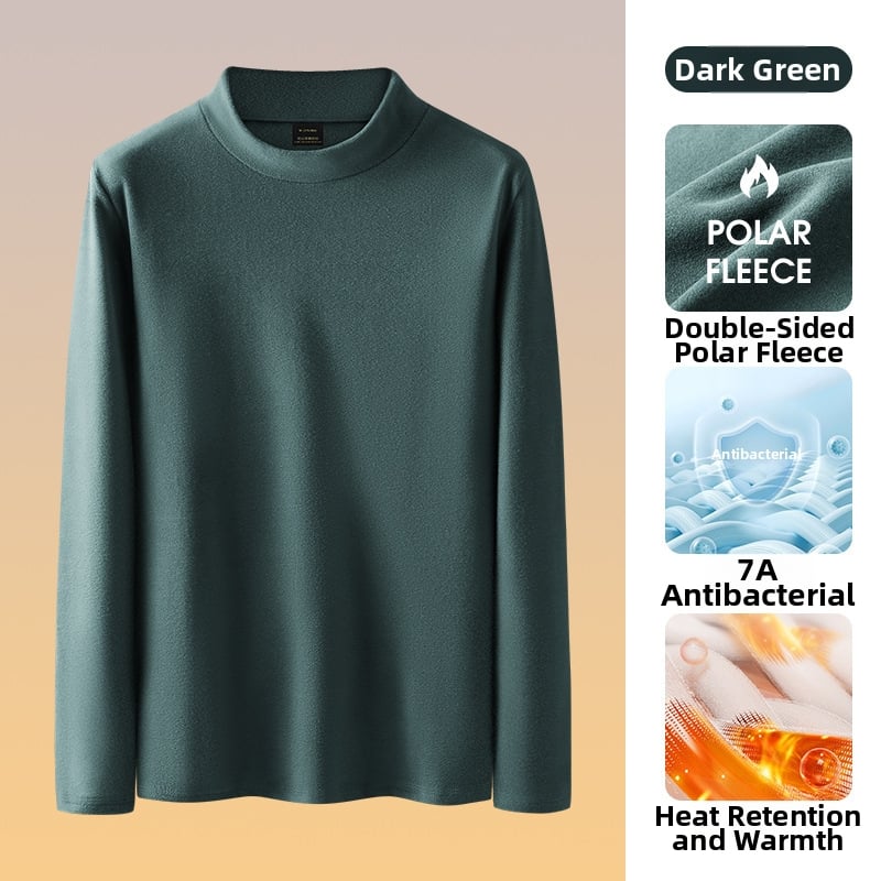 Muška antibakterijska termo majica s visokim ovratnikom, flis podstava, dugi rukav, uski kroj, za jesen i zimu