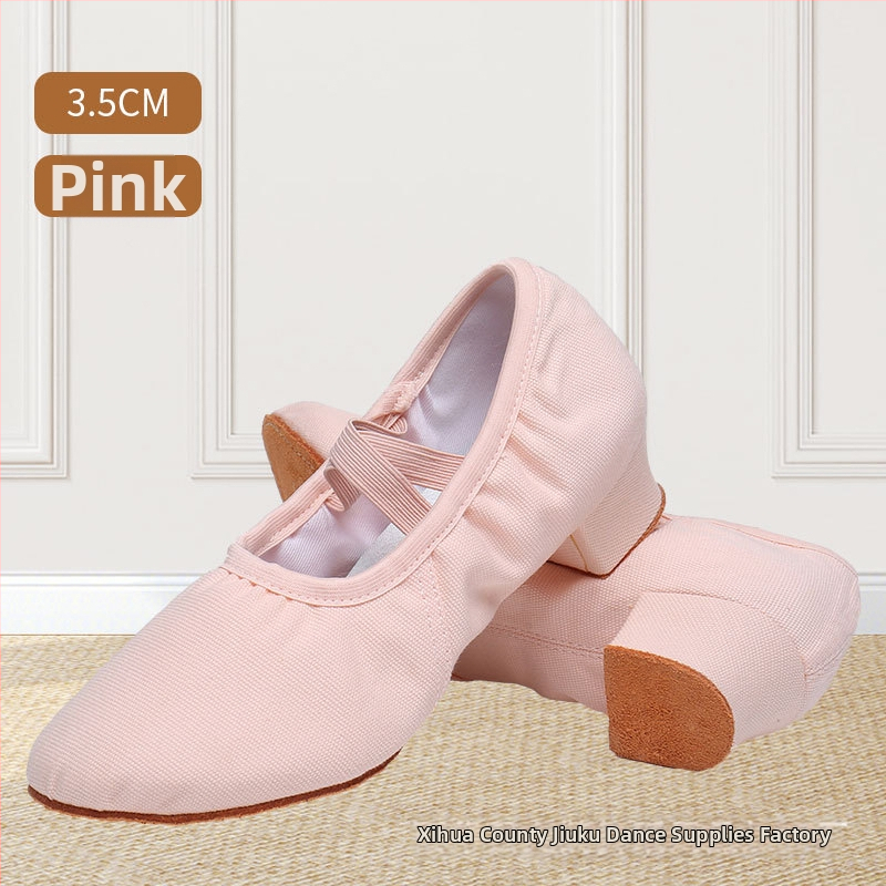 Pantofi de dans pentru femei adulte, partea superioară din pânză, talpă din cauciuc, antiderapant, potriviți pentru balet, dans modern și dans latino