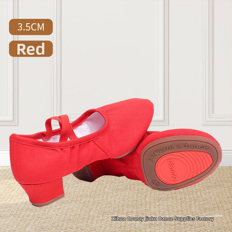 Pantofi de dans pentru femei adulte, partea superioară din pânză, talpă din cauciuc, antiderapant, potriviți pentru balet, dans modern și dans latino