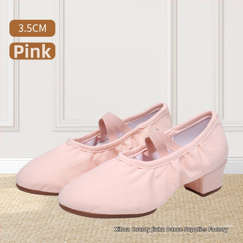 Pantofi de dans pentru femei adulte, partea superioară din pânză, talpă din cauciuc, antiderapant, potriviți pentru balet, dans modern și dans latino