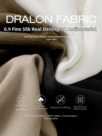 Muška termalna baza majica sa stojećim ovratnikom, dvostrano flis unutarnja, dugi rukav, poliester-elastan mješavina