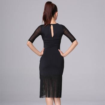 Sievietēm paredzēta Latīņu deju kleita ar fringēm – moderns deju tērps, Milk Silk Modal (92%), piemērots skatuvei un praksei