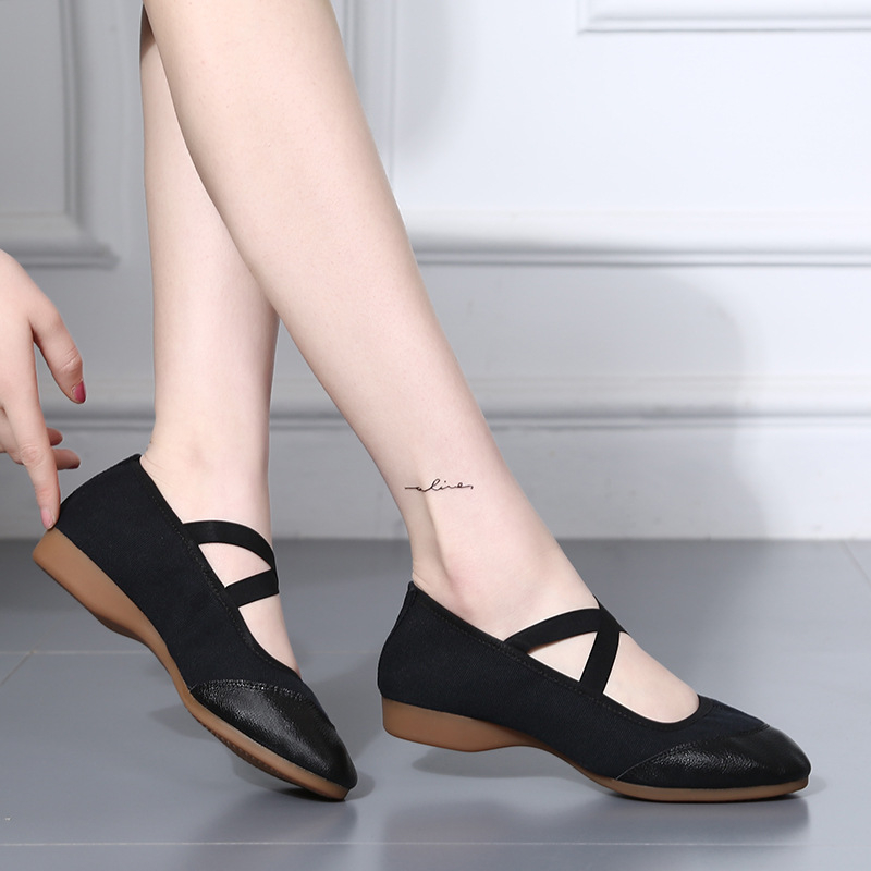 Pantofi de dans pentru square dance, femei – talpă moale, vamp din pânză, antiderapant, toate sezoanele, pentru adulți