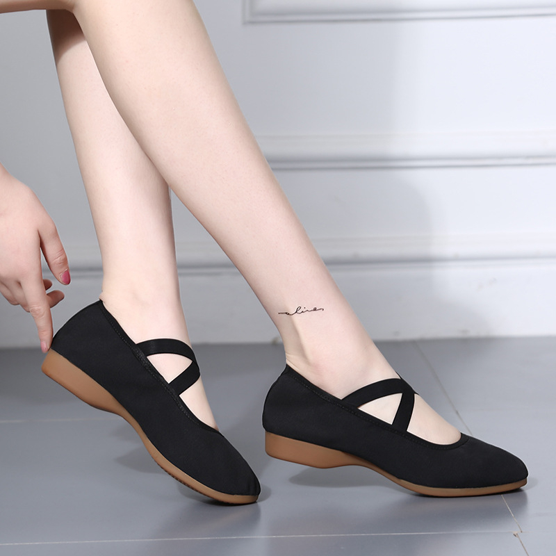 Pantofi de dans pentru square dance, femei – talpă moale, vamp din pânză, antiderapant, toate sezoanele, pentru adulți