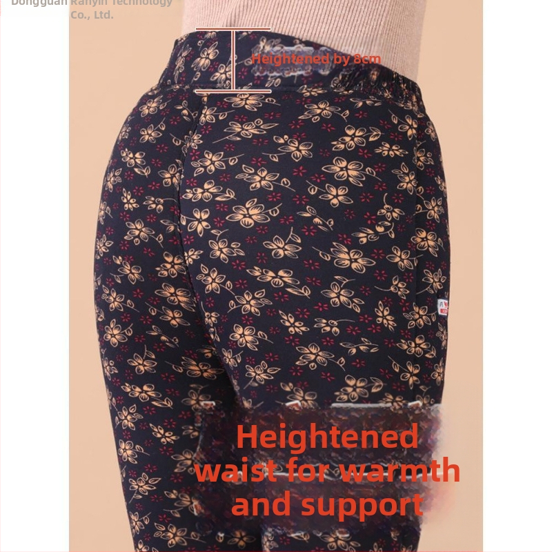 Termálne nohavice z Chenille bavlny pre staršie ženy, vysoký pás, štíhly strih, jesenná-zimná sezóna