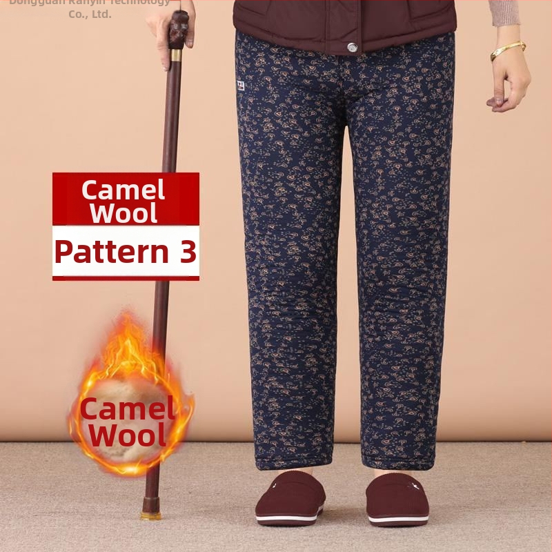 Termilised Chenille puuvillased püksid vanematele naistele, kõrge vöökoht, kitsas lõige, sügis-talv