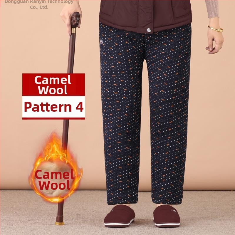 Termilised Chenille puuvillased püksid vanematele naistele, kõrge vöökoht, kitsas lõige, sügis-talv