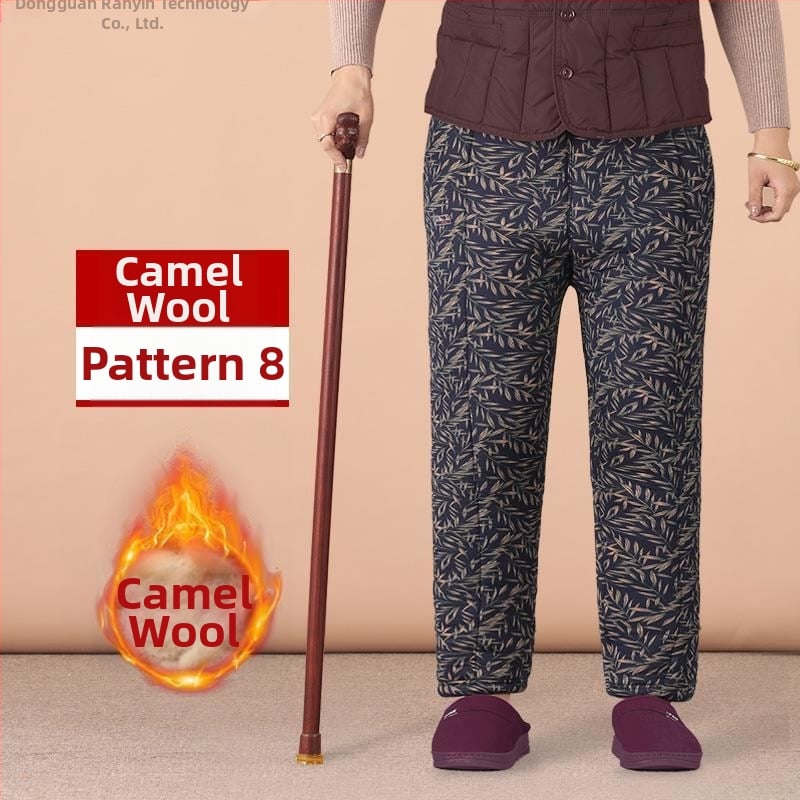 Termilised Chenille puuvillased püksid vanematele naistele, kõrge vöökoht, kitsas lõige, sügis-talv