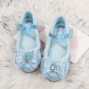 Princess PU cipele za djevojčice s Velcro zatvaranjem, protuklizne, tople, otporne na habanje, karikaturalni uzorak