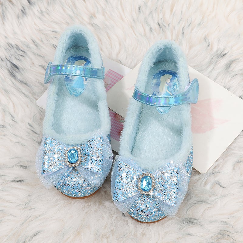 Princess PU cipele za djevojčice s Velcro zatvaranjem, protuklizne, tople, otporne na habanje, karikaturalni uzorak