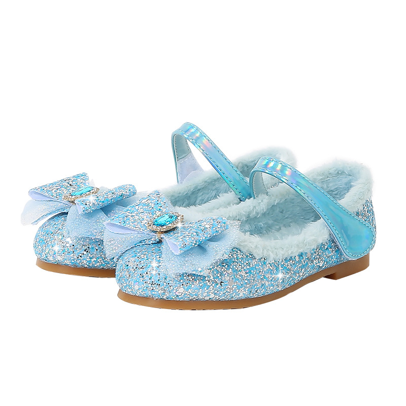 Princess PU cipele za djevojčice s Velcro zatvaranjem, protuklizne, tople, otporne na habanje, karikaturalni uzorak