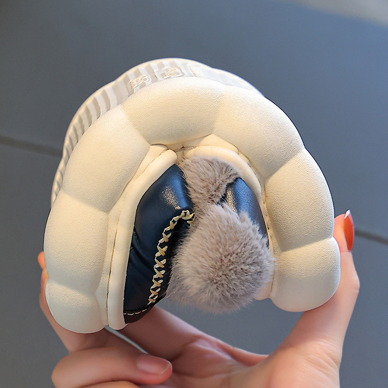 Bērnu ziemas iekšējās kurpes no PU ādas, ūdensnecaurlaidīgas — PU augšējā daļa, TPR zole, biezinātas, vienkrāsains raksts