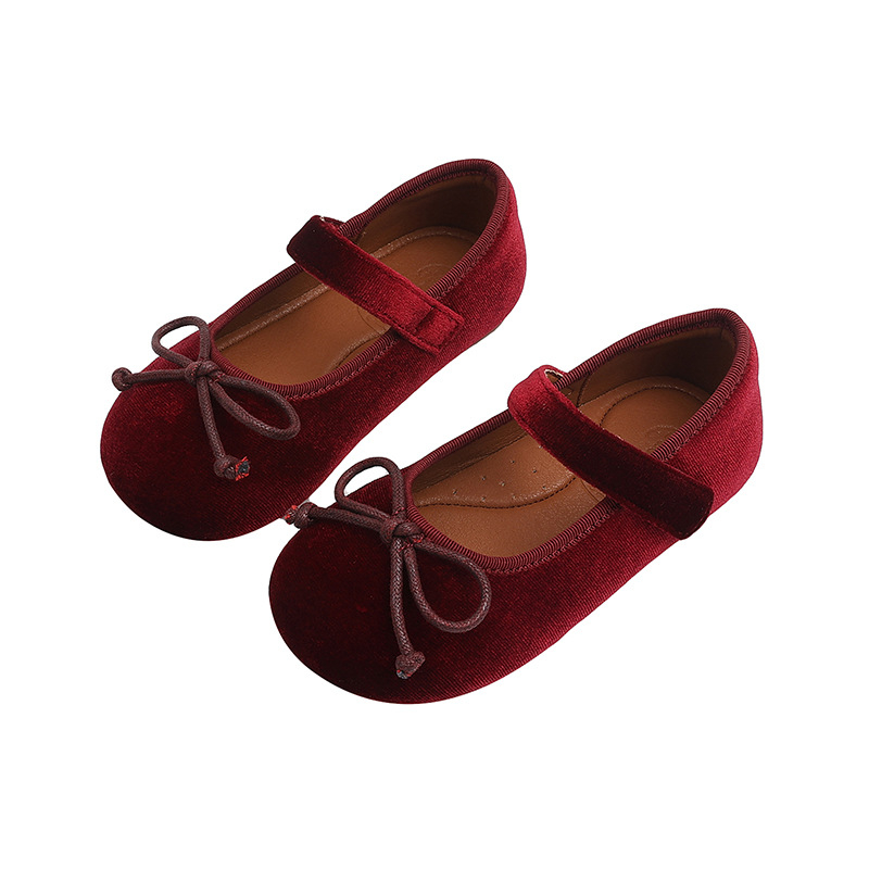 Bērnu samta kurpītes ar bantīti, korejiešu stilā, Velcro aizdare, flīša oderējums