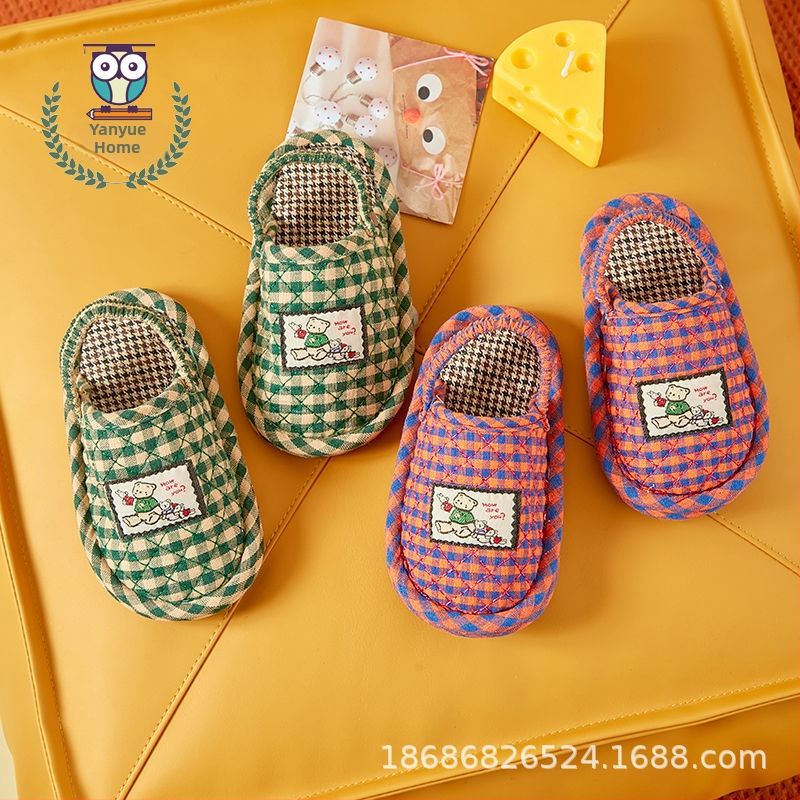 Dječje unutarnje papuče s tihom mekom potplatom, pamuk papuče s dizajnom crtić, za djecu 1–3 godine, potplata s tisućama slojeva, pastoralni stil