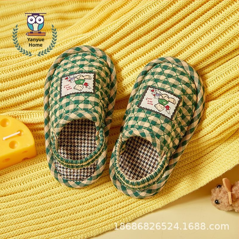 Dječje unutarnje papuče s tihom mekom potplatom, pamuk papuče s dizajnom crtić, za djecu 1–3 godine, potplata s tisućama slojeva, pastoralni stil
