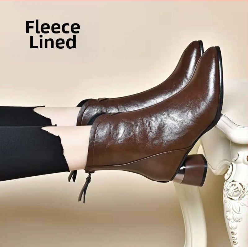 Moteriški Martin odiniai bateliai su pūkine viduje, smailus pirštas, užtrauktukas gale, žemas čiurnos aukštis