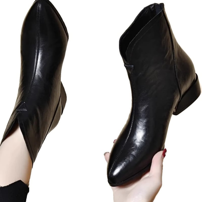 Moteriški Martin odiniai bateliai su pūkine viduje, smailus pirštas, užtrauktukas gale, žemas čiurnos aukštis