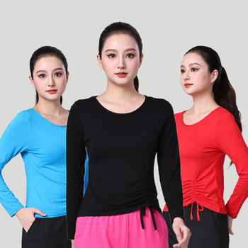 Sieviešu garām piedurknēm tops kvadrātdancēm stilam – Modal audums, 95% Modal, oderējums Modal, piemērots latino, tautas un ballroom dejām