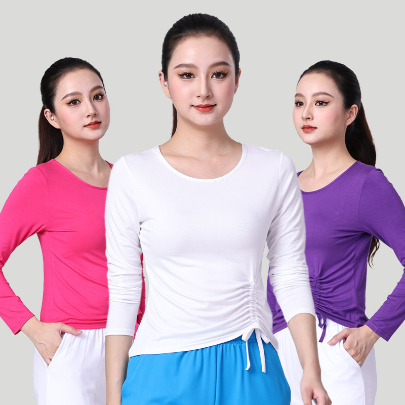 Sieviešu garām piedurknēm tops kvadrātdancēm stilam – Modal audums, 95% Modal, oderējums Modal, piemērots latino, tautas un ballroom dejām