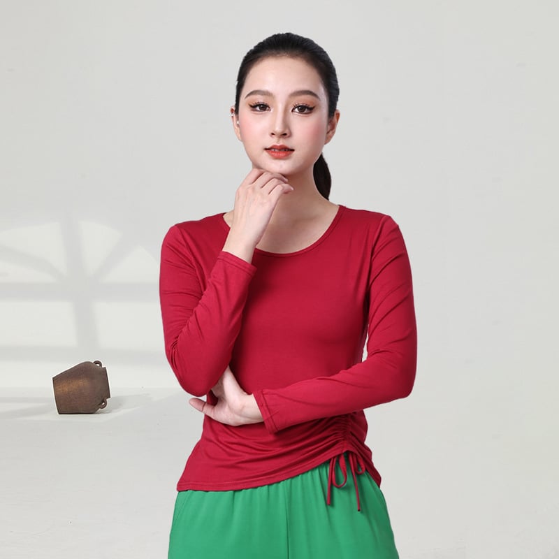 Sieviešu garām piedurknēm tops kvadrātdancēm stilam – Modal audums, 95% Modal, oderējums Modal, piemērots latino, tautas un ballroom dejām