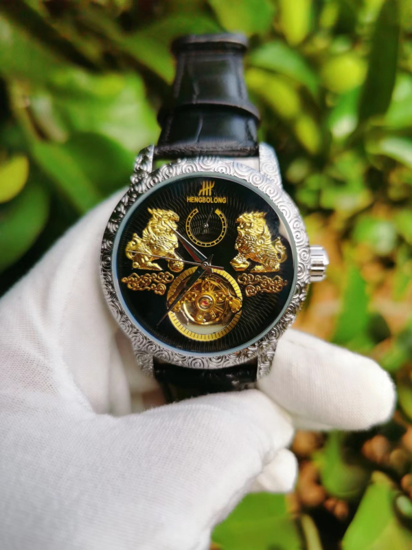 Muški automatski sat s tourbillonom i velikim brojčanikom, svjetleći, retro klasičan stil