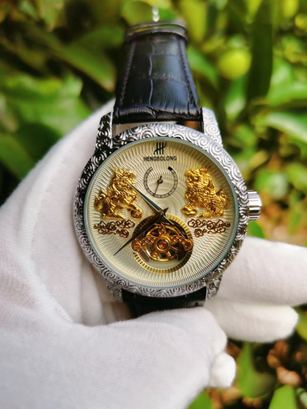 Muški automatski sat s tourbillonom i velikim brojčanikom, svjetleći, retro klasičan stil