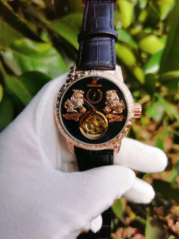 Muški automatski sat s tourbillonom i velikim brojčanikom, svjetleći, retro klasičan stil