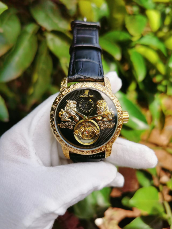 Muški automatski sat s tourbillonom i velikim brojčanikom, svjetleći, retro klasičan stil