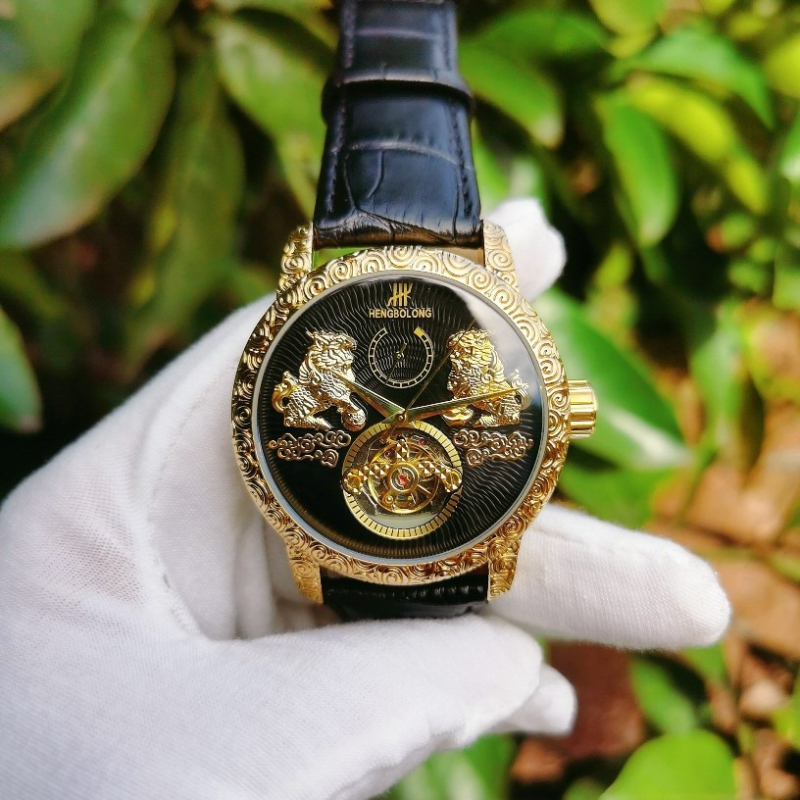 Muški automatski sat s tourbillonom i velikim brojčanikom, svjetleći, retro klasičan stil