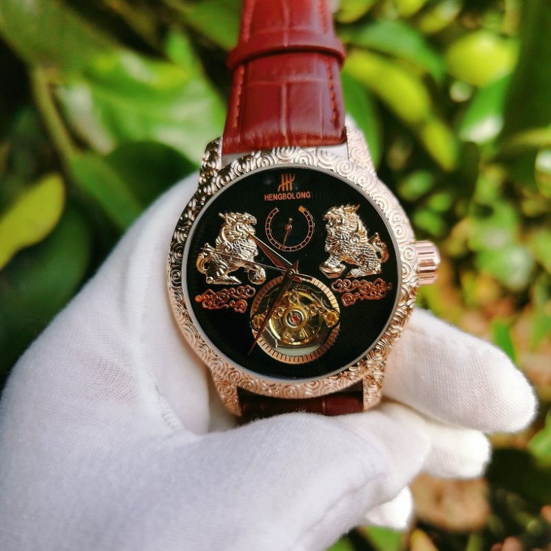 Muški automatski sat s tourbillonom i velikim brojčanikom, svjetleći, retro klasičan stil