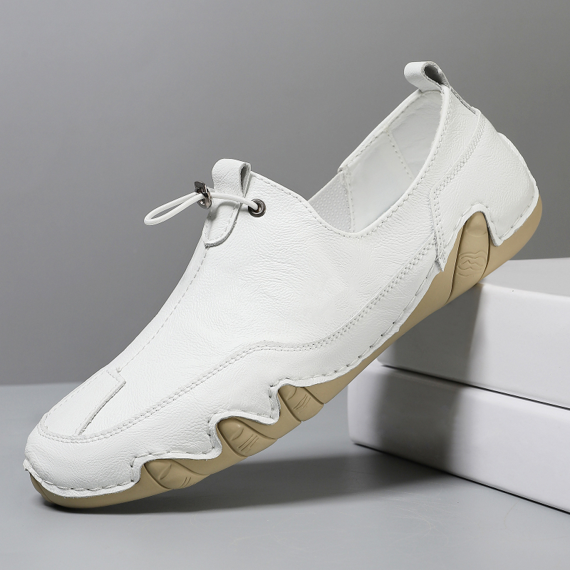 Muške cipele od prave kože, casual obuća s PU uloškom, gumeni potplat, okrugla prst, niski pet 1–3 cm