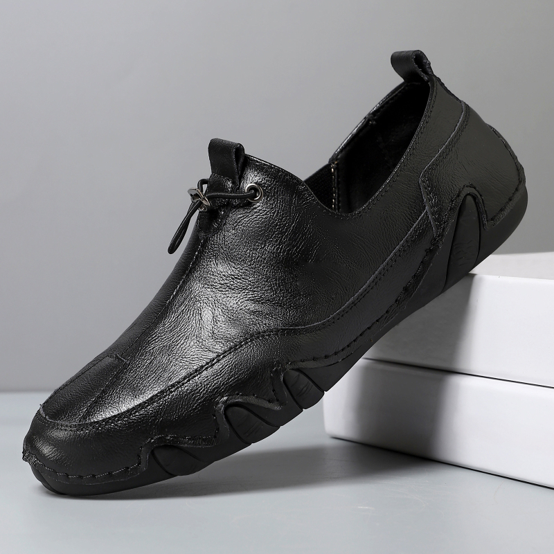 Muške cipele od prave kože, casual obuća s PU uloškom, gumeni potplat, okrugla prst, niski pet 1–3 cm