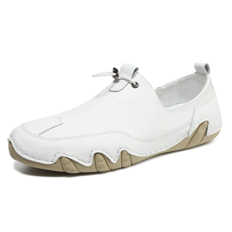 Muške cipele od prave kože, casual obuća s PU uloškom, gumeni potplat, okrugla prst, niski pet 1–3 cm